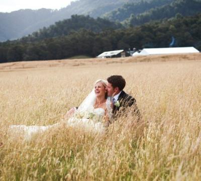 Adam and Anna in long grass at Stables4